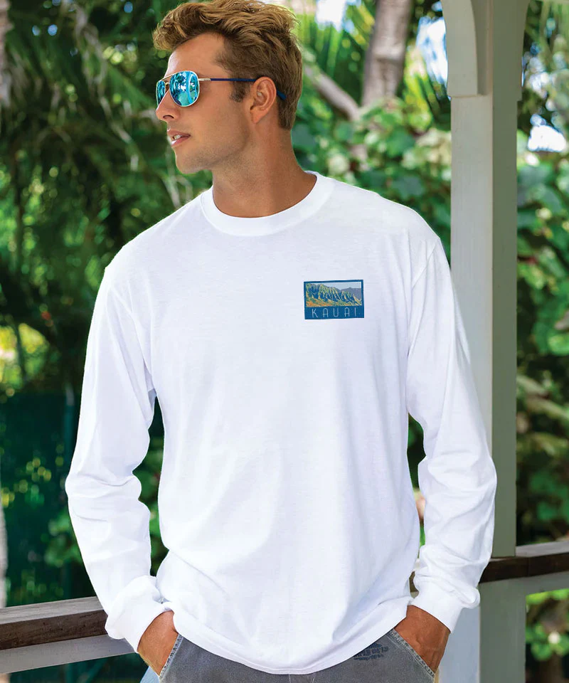 Retro Napali Poster - White Long Sleeve Crewneck T-Shirt - Image 3