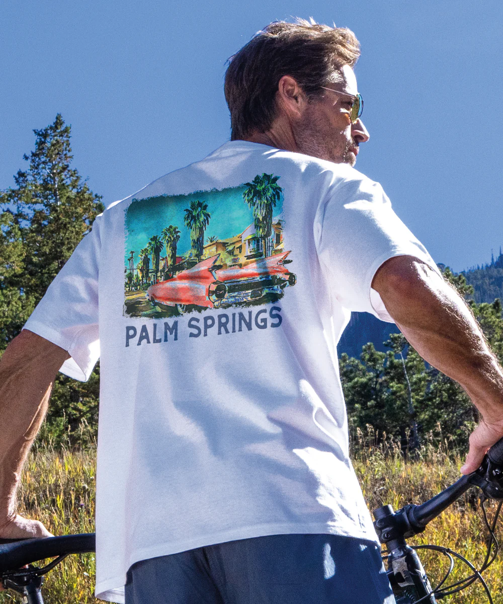 Retro Palm Canyon Drive - White Short Sleeve Crewneck T-Shirt - Image 2