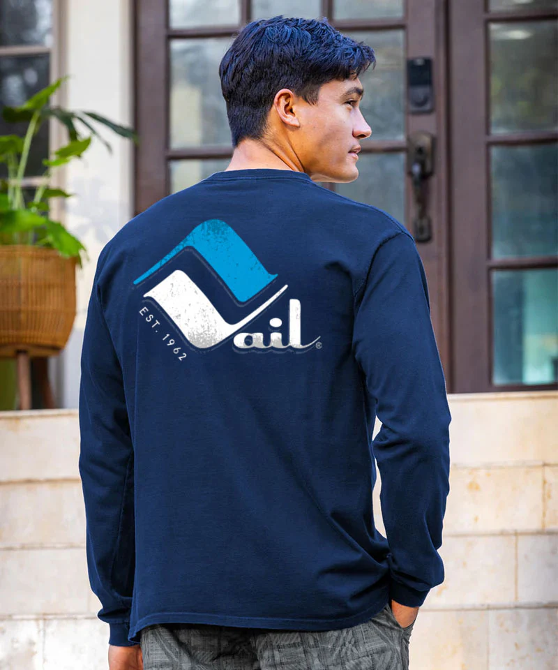 Retro Vail Retro Vail Frost - Navy Long Sleeve Crewneck T-Shirt - Image 2