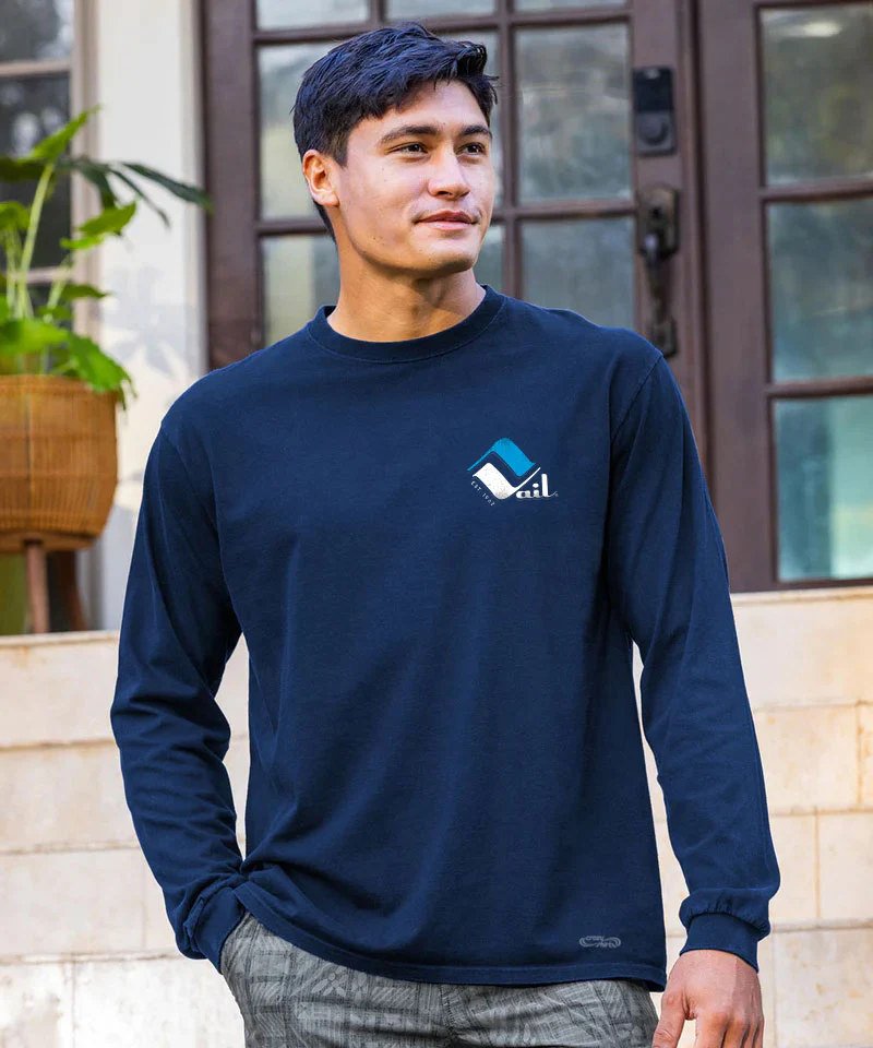 Retro Vail Retro Vail Frost - Navy Long Sleeve Crewneck T-Shirt - Image 3