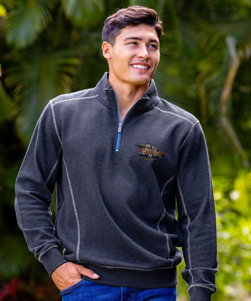 Retro Woody - Charcoal/Heather Long Sleeve Mountain Peak Pullover - Image 2