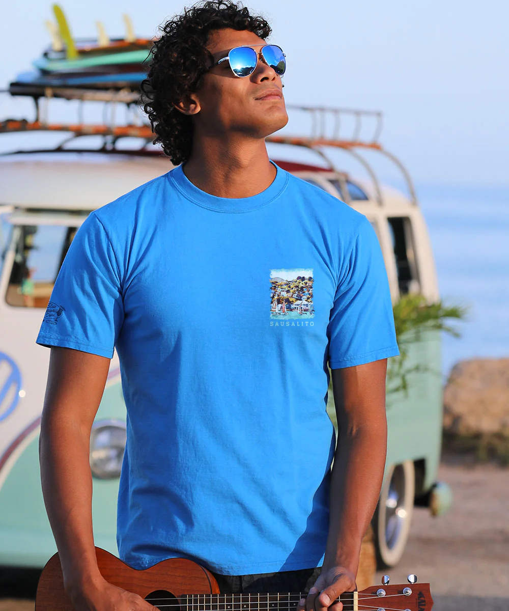 Sailing Sausalito - Blue Hawaii Dyed Short Sleeve Crewneck T-Shirt - Image 3