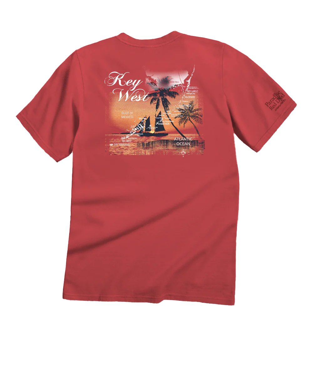 Sails At Sunset - Paradise Red Dyed Short Sleeve Crewneck T-Shirt