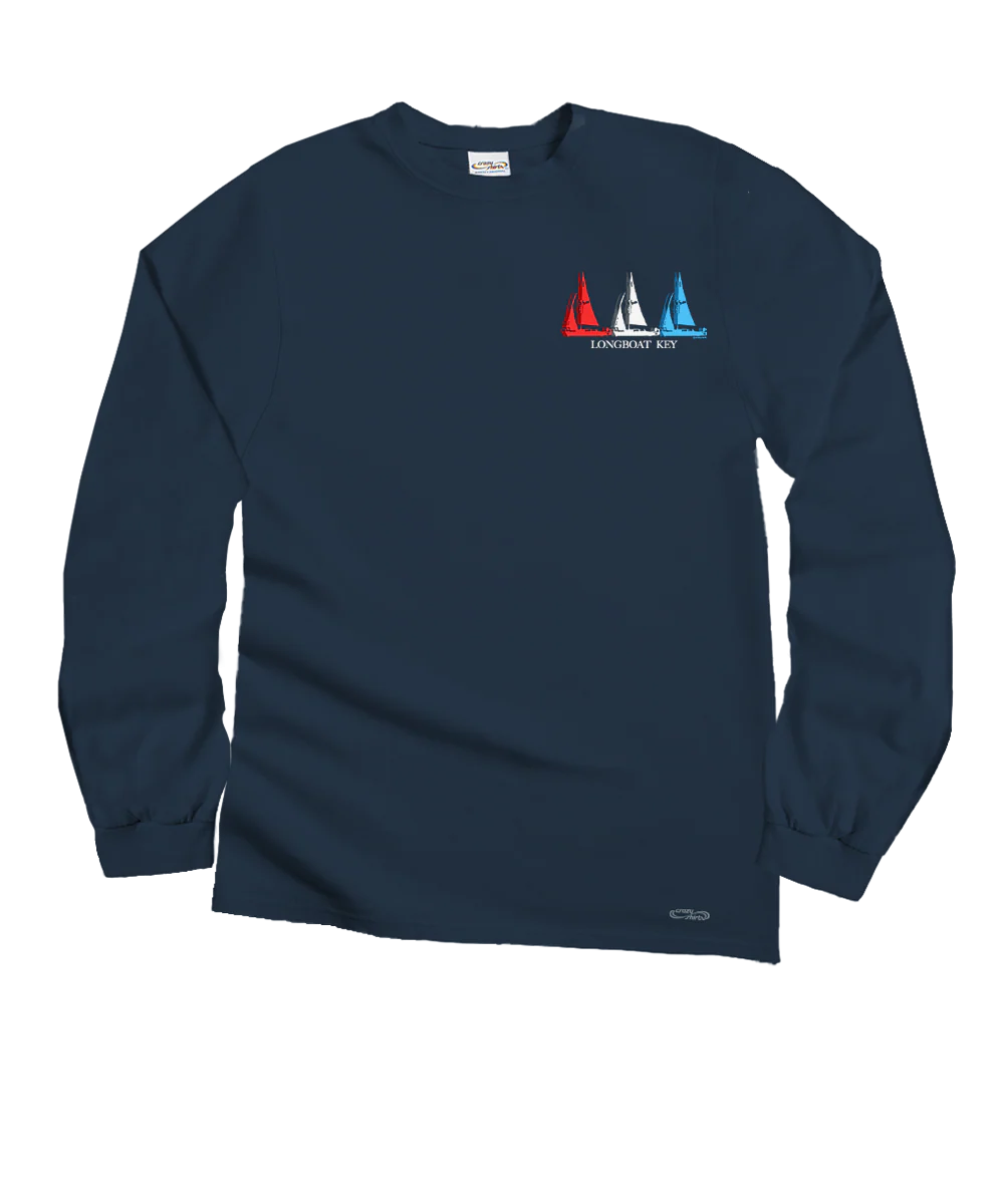 Sails Blu - Navy Long Sleeve Crewneck T-Shirt - Image 4