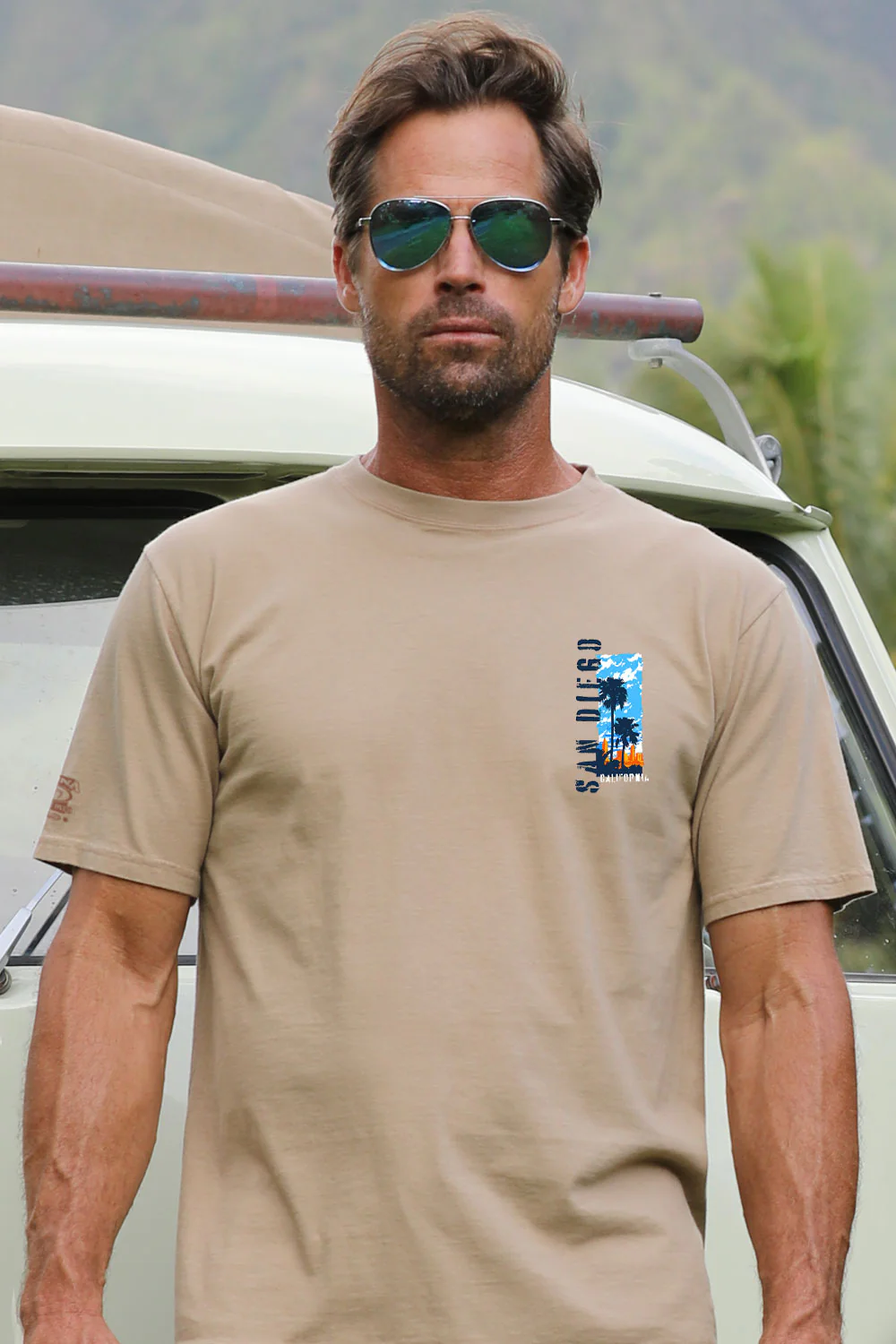 San Diego Collage - Kona Coffee Dyed Short Sleeve Crewneck T-Shirt - Image 3