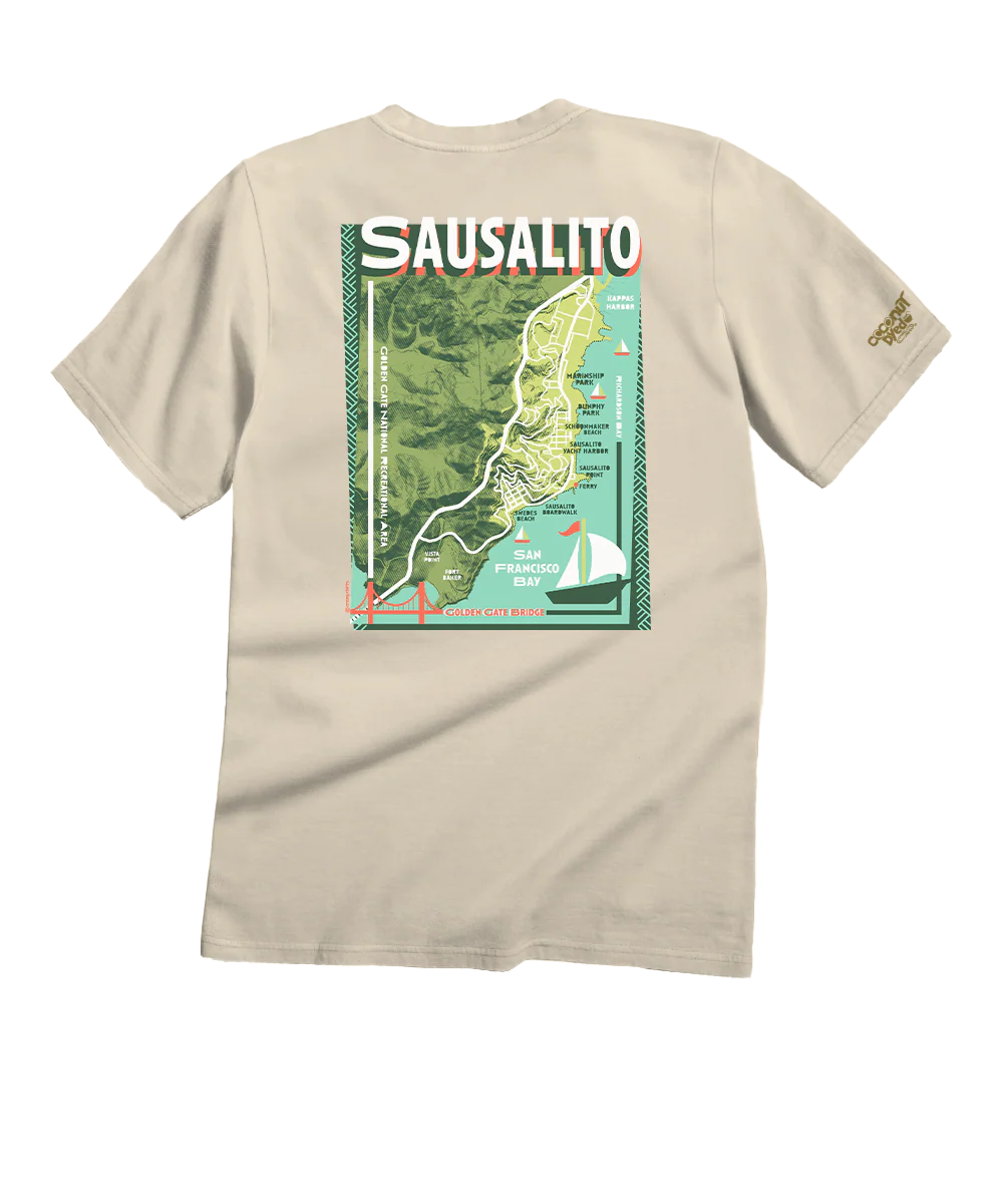 Sausalito Map - Coconut Dyed Short Sleeve Crewneck T-Shirt
