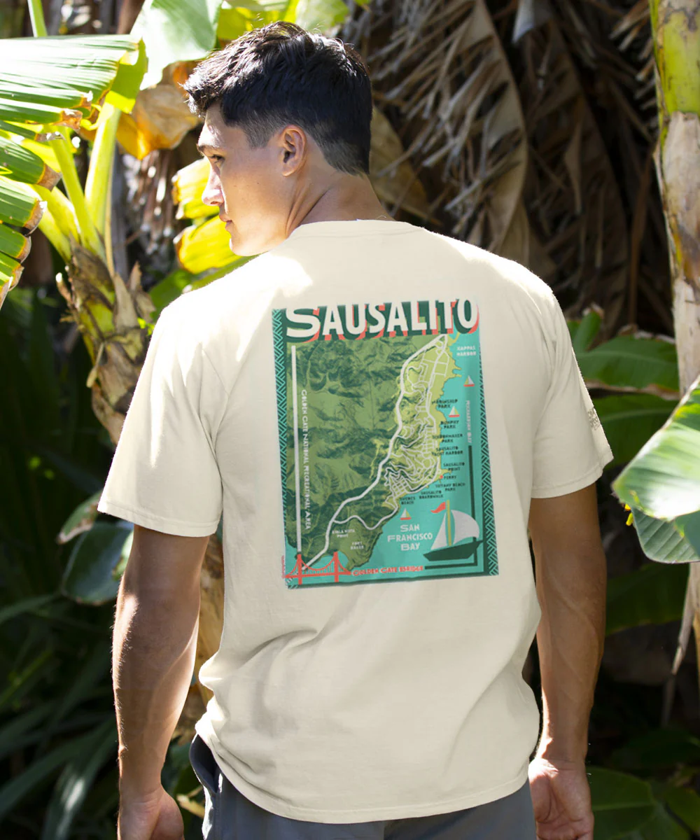Sausalito Map - Coconut Dyed Short Sleeve Crewneck T-Shirt - Image 2