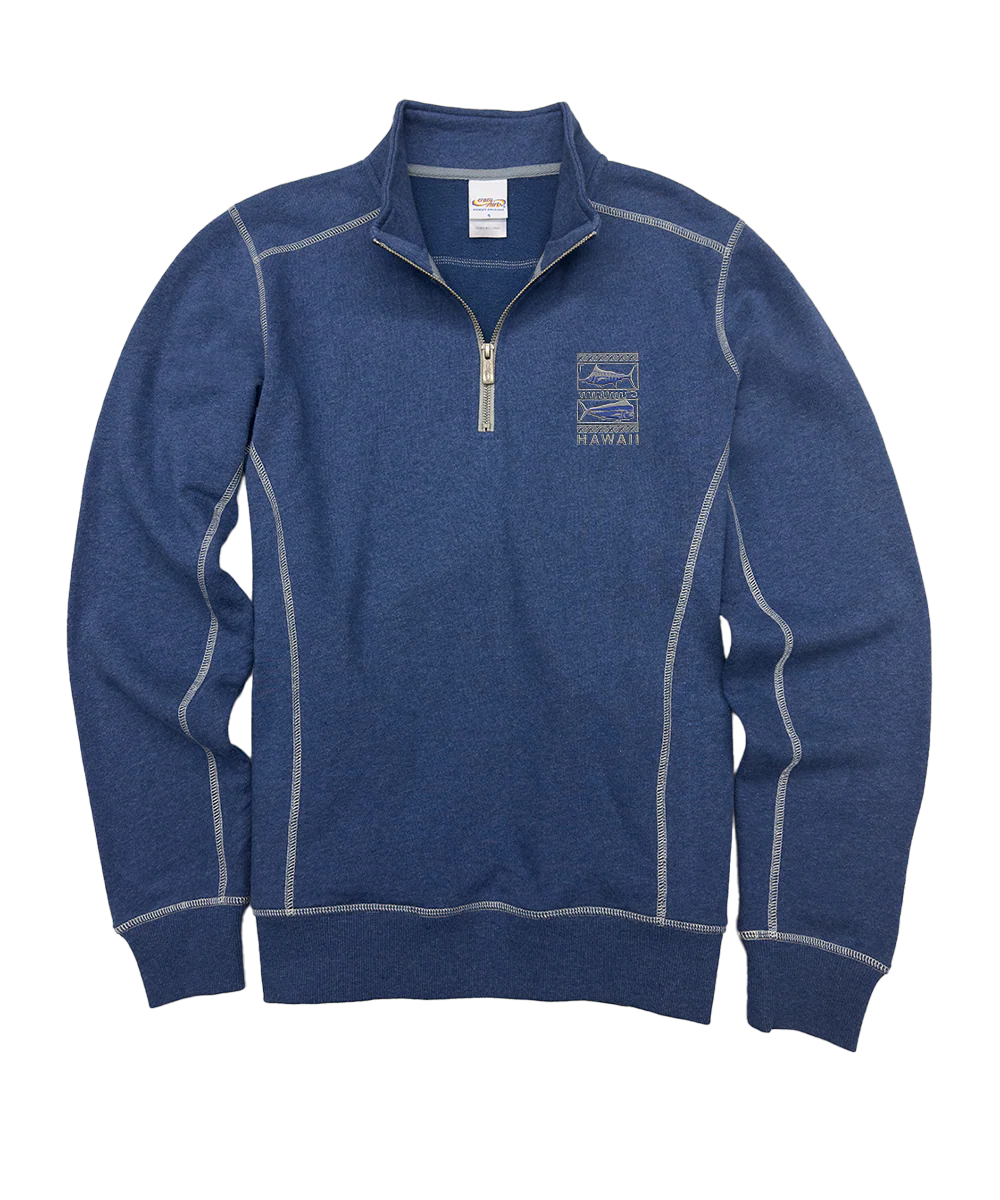 Sea Game - Blue Heather Long Sleeve Mountain Peak Pullover