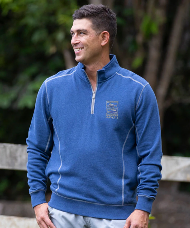 Sea Game - Blue Heather Long Sleeve Mountain Peak Pullover - Image 2