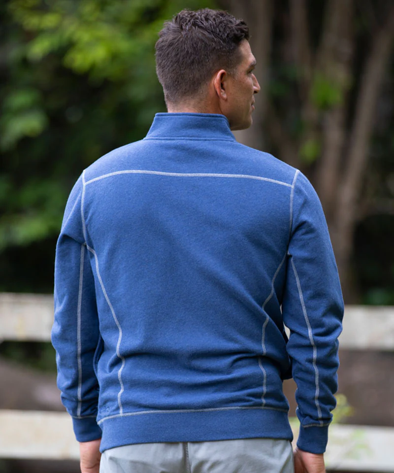 Sea Game - Blue Heather Long Sleeve Mountain Peak Pullover - Image 3