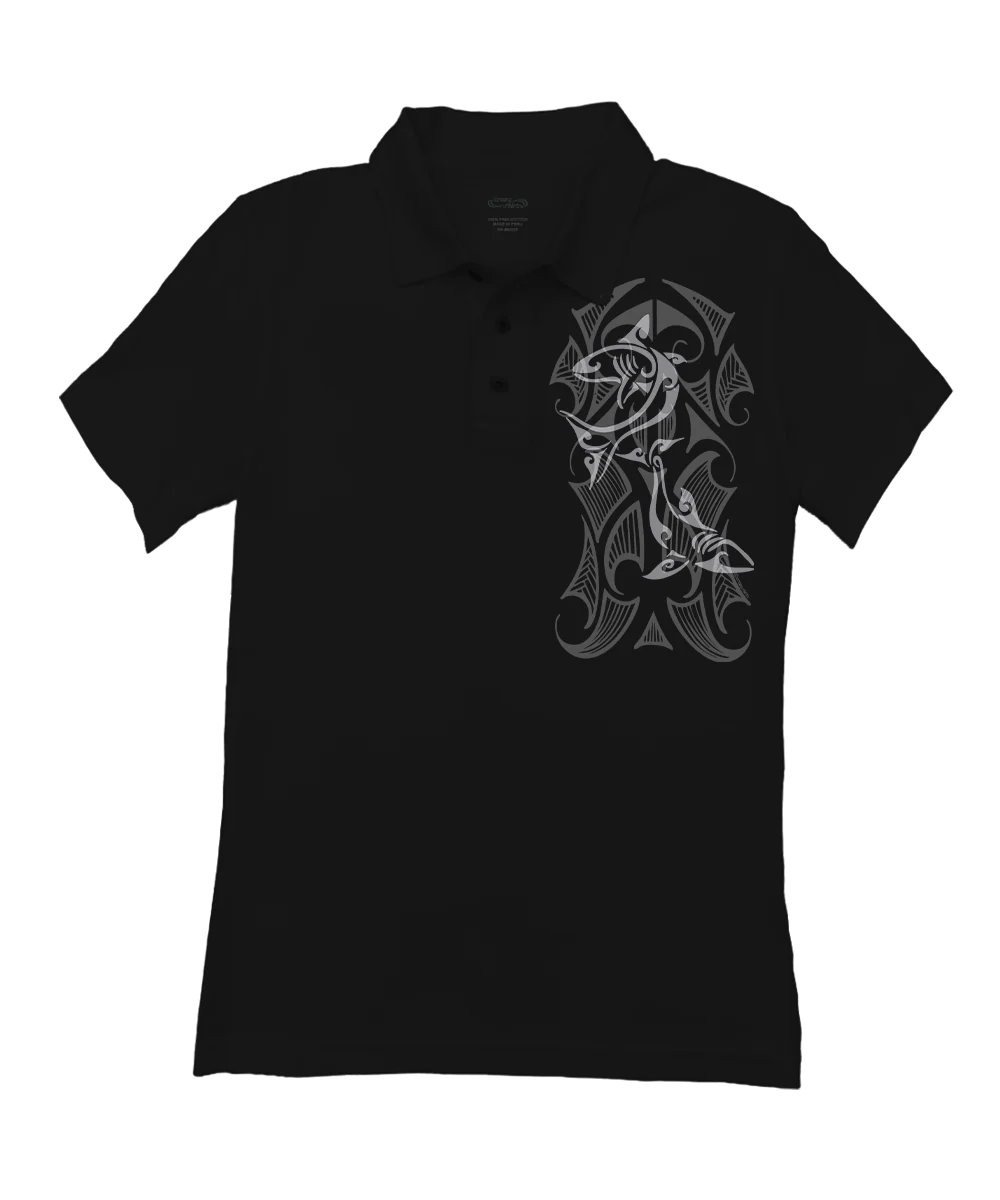 Shark Fest - Jet Black Short Sleeve Pima Polo