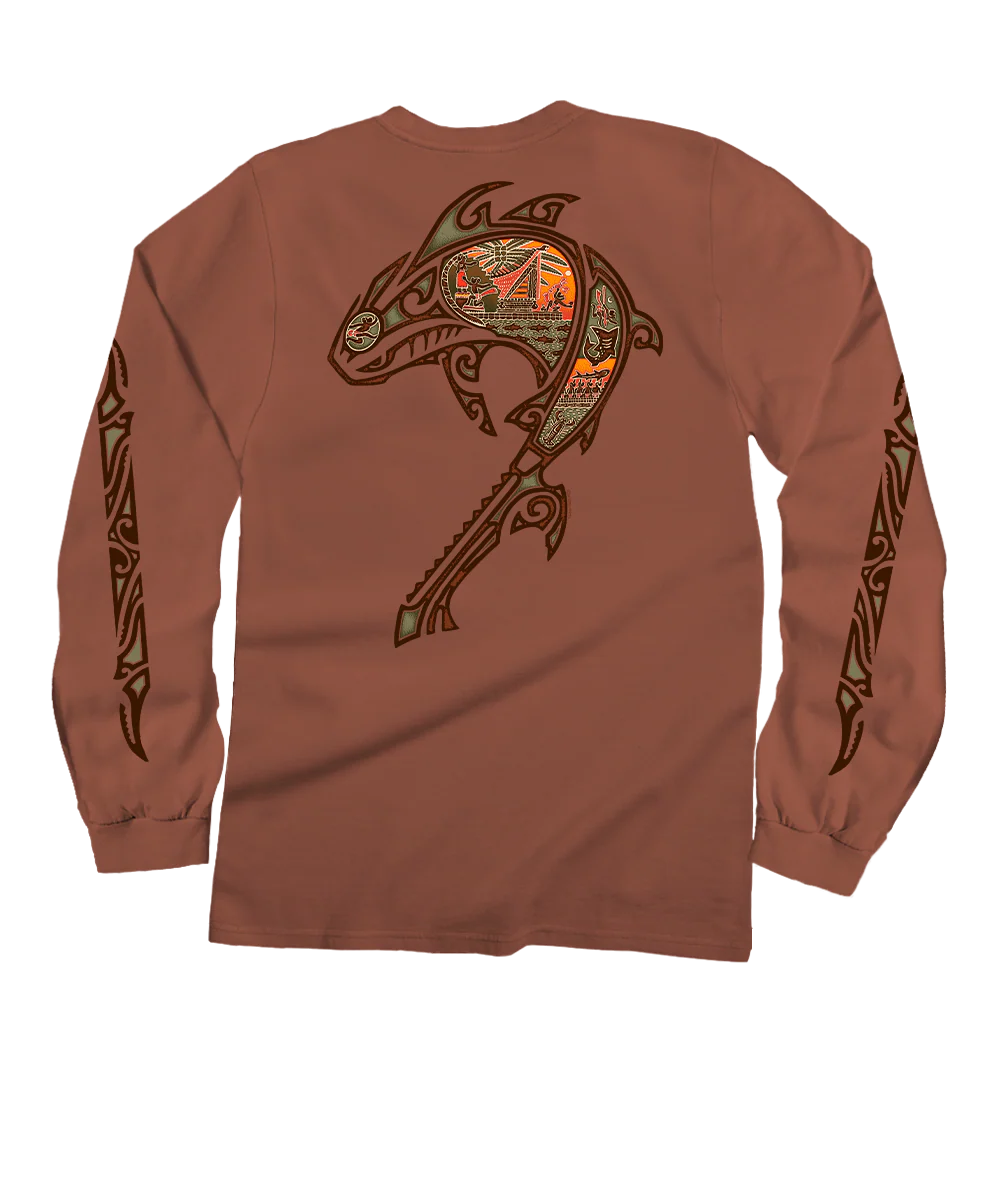 Shark Slayer Legend - Chile Dyed Long Sleeve Crewneck T-Shirt