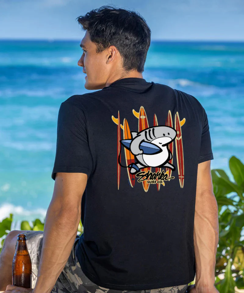 Sharka™ Surfboards - Black Short Sleeve Crewneck T-Shirt - Image 2