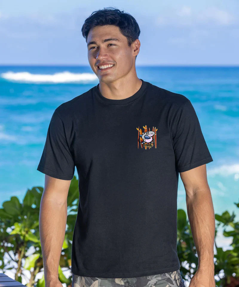 Sharka™ Surfboards - Black Short Sleeve Crewneck T-Shirt - Image 3