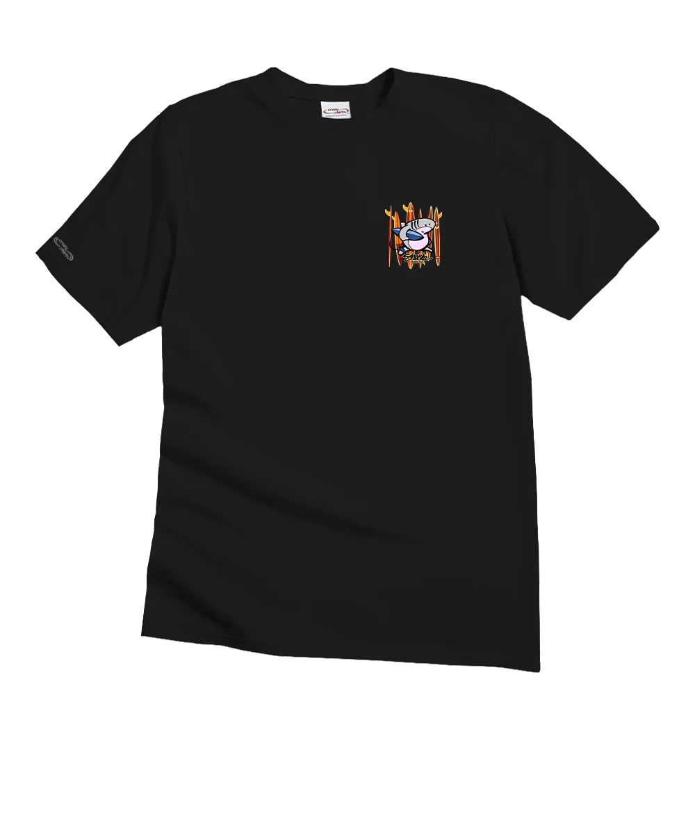 Sharka™ Surfboards - Black Short Sleeve Crewneck T-Shirt - Image 4