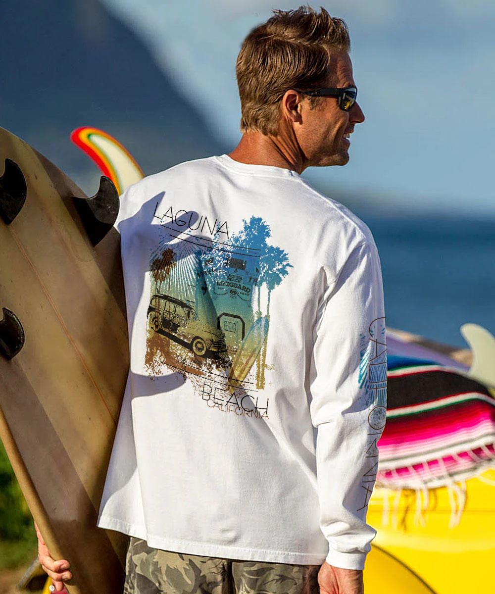 Shine On Laguna - White Long Sleeve Crewneck T-Shirt - Image 2