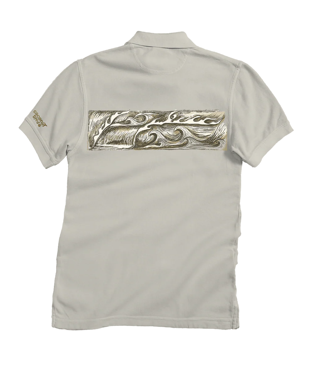 Sketchy Wave Band - Coconut Dyed Short Sleeve Oceanfront Polo Shirt - Image 4