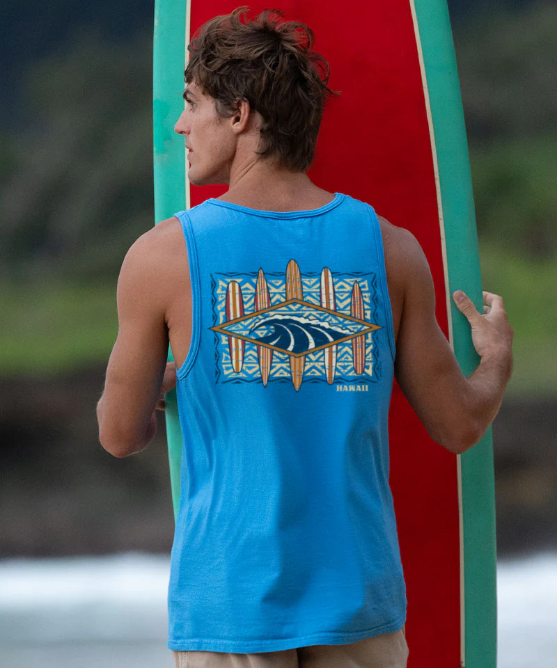 Solo Wave - Blue Hawaii Dyed Sleeveless Tank Top - Image 2