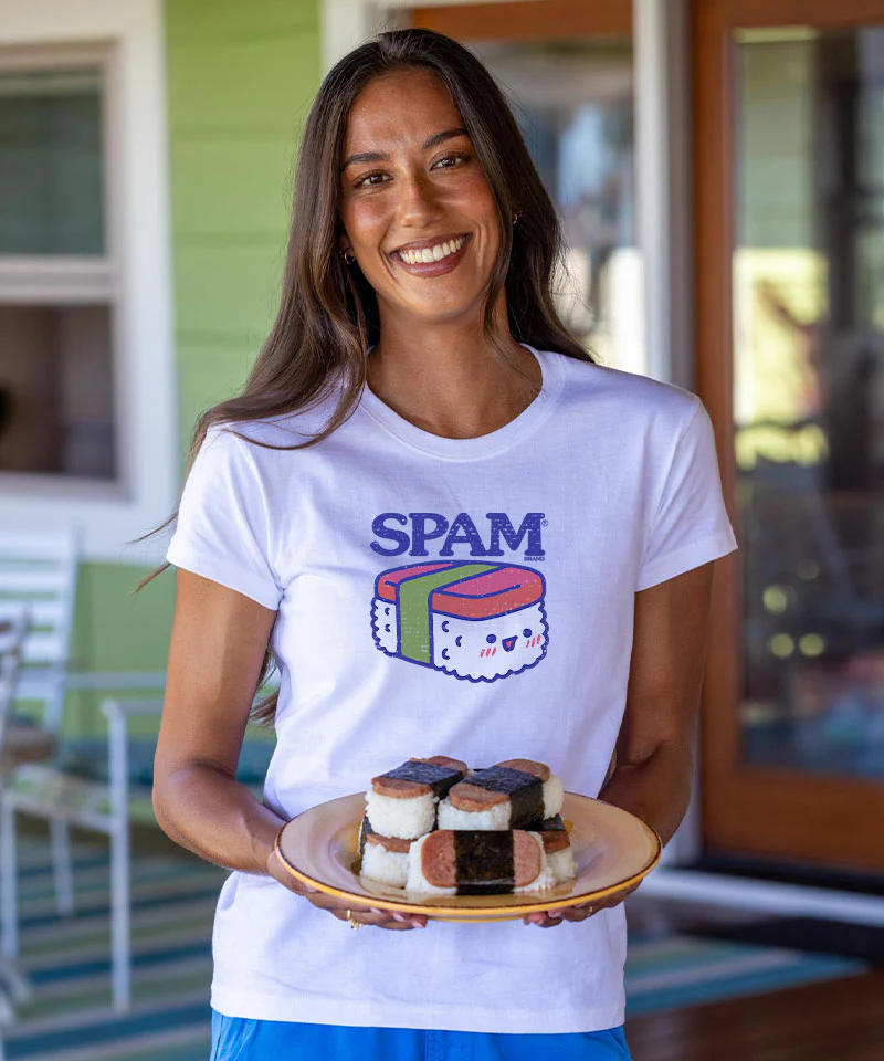 SPAM® Brand Aloha Made Musubi - White Short Sleeve Crewneck T-Shirt - Image 3