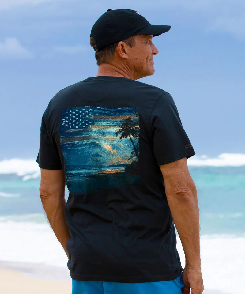 Starry Night - Jet Black Short Sleeve Pima T-Shirt - Image 2