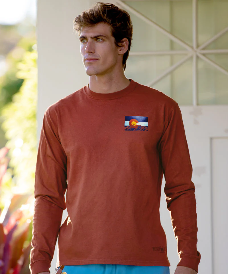 State Flag - Whiskey Dyed Long Sleeve Crewneck T-Shirt - Image 3