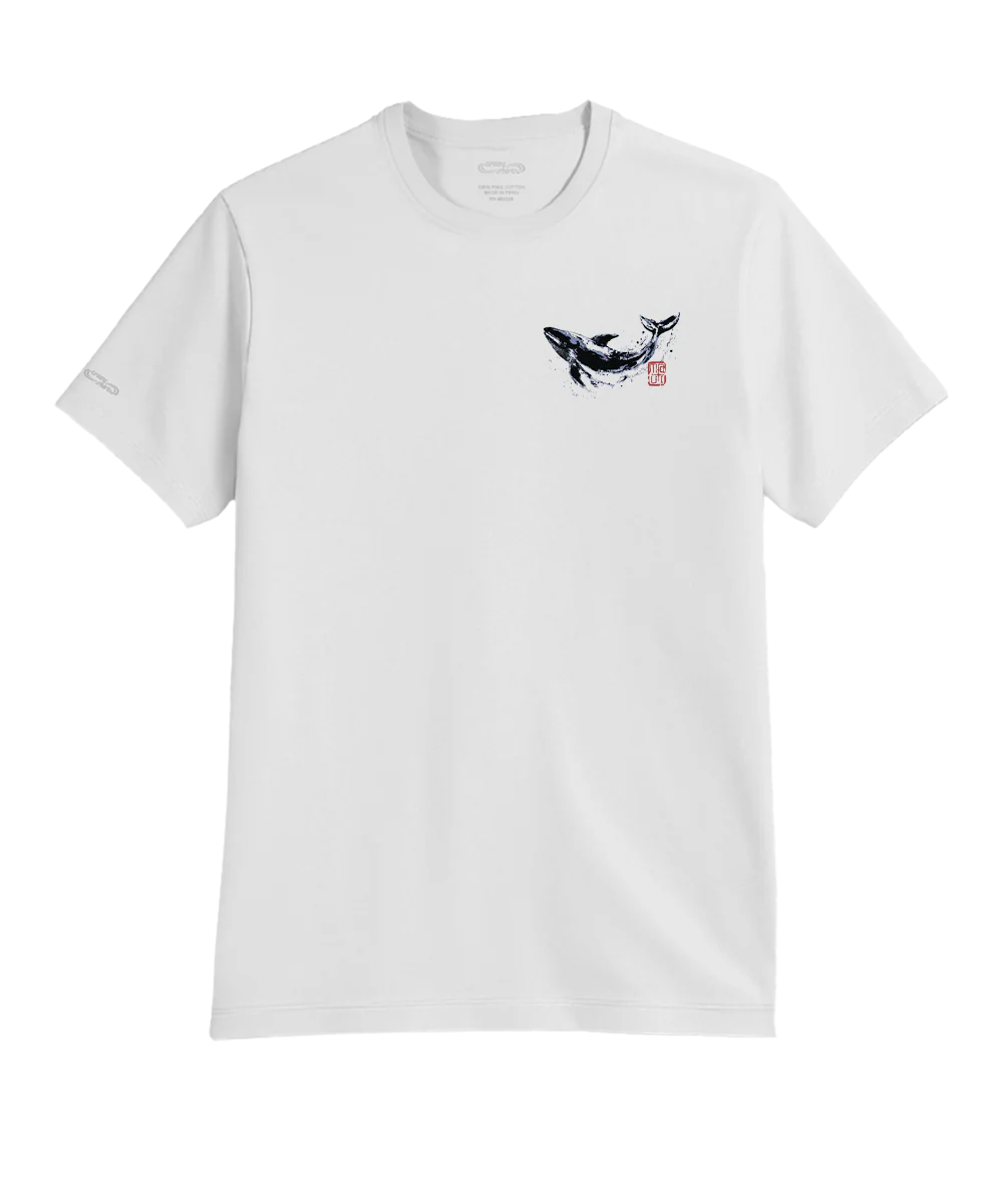 Sumi Art Whale - White Short Sleeve Pima T-Shirt - Image 4