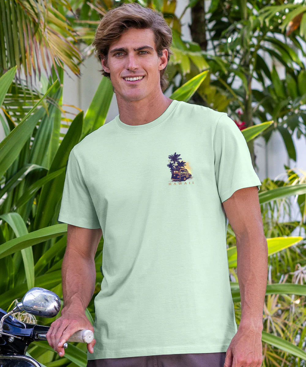 Sunset Surf Woody - Ice Mint Short Sleeve Pima T-Shirt - Image 3
