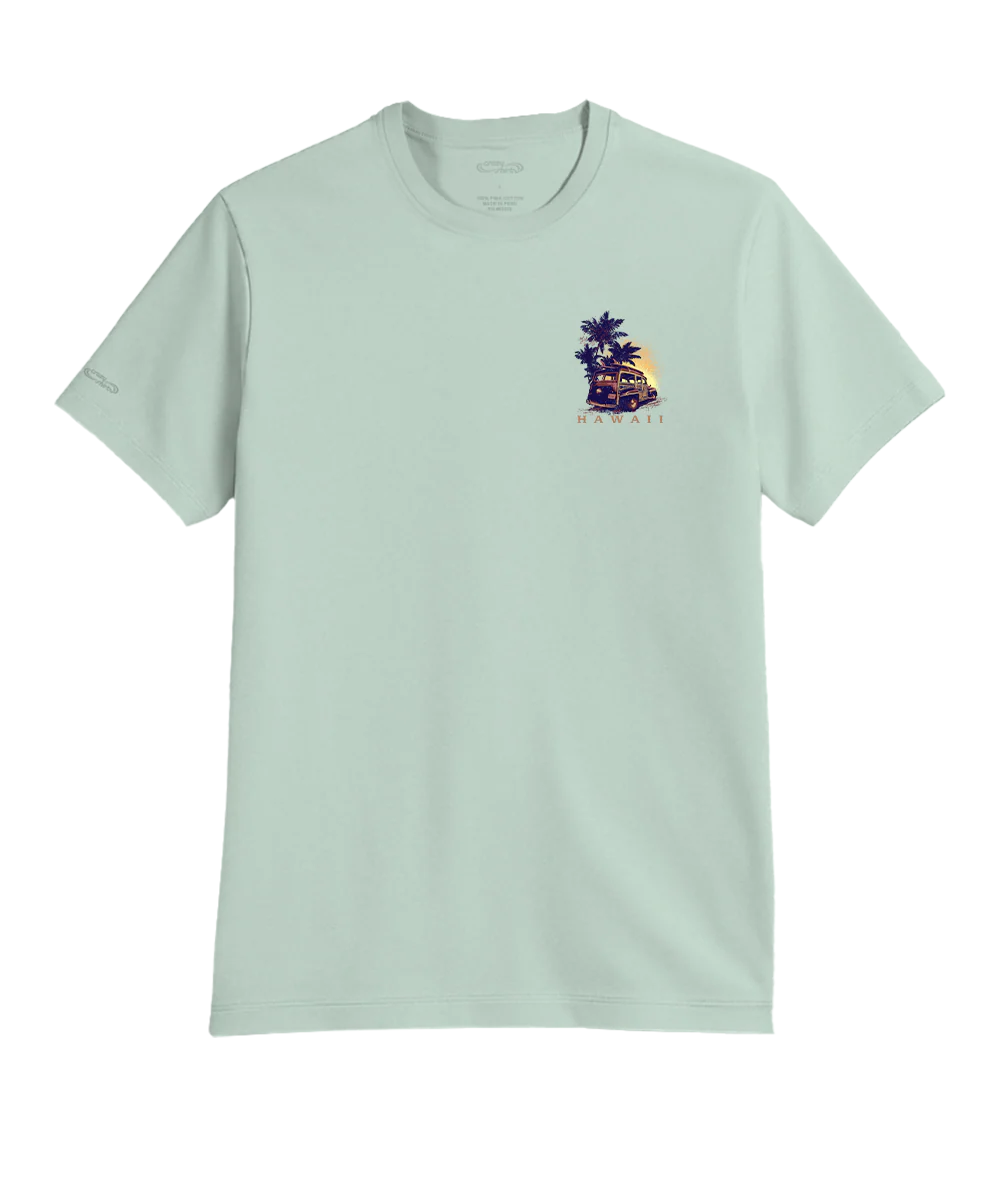 Sunset Surf Woody - Ice Mint Short Sleeve Pima T-Shirt - Image 4