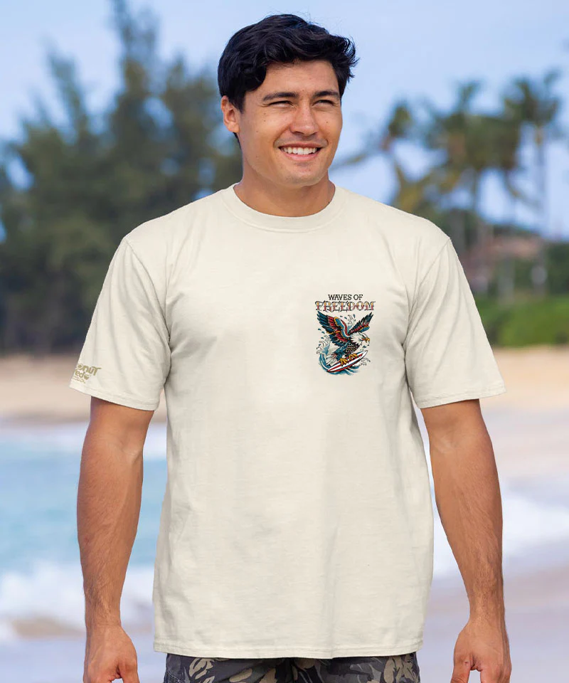 Surfing USA Tattoo - Coconut Dyed Short Sleeve Crewneck T-Shirt - Image 3