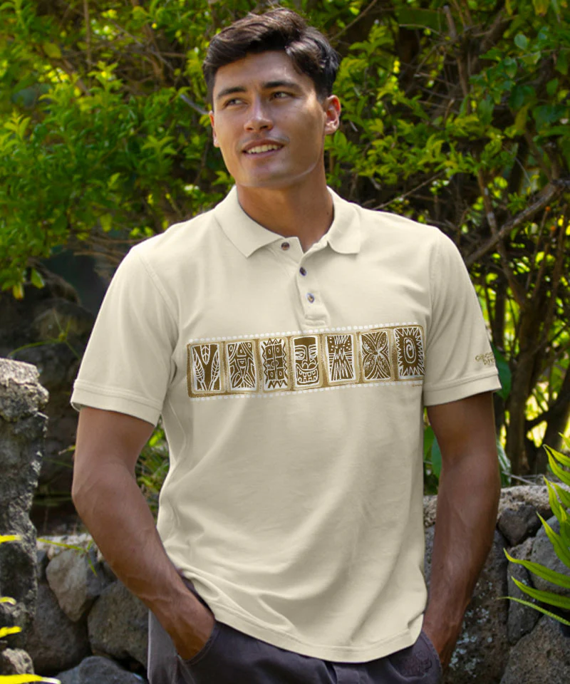 Tahiti Band - Coconut Dyed Short Sleeve Oceanfront Polo Shirt - Image 2