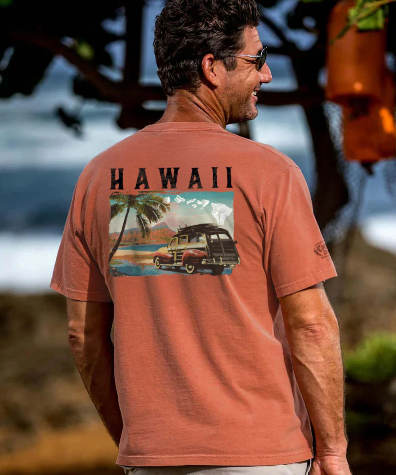 Hawaii Woody - Chile Dyed Short Sleeve Crewneck T-Shirt - Image 2