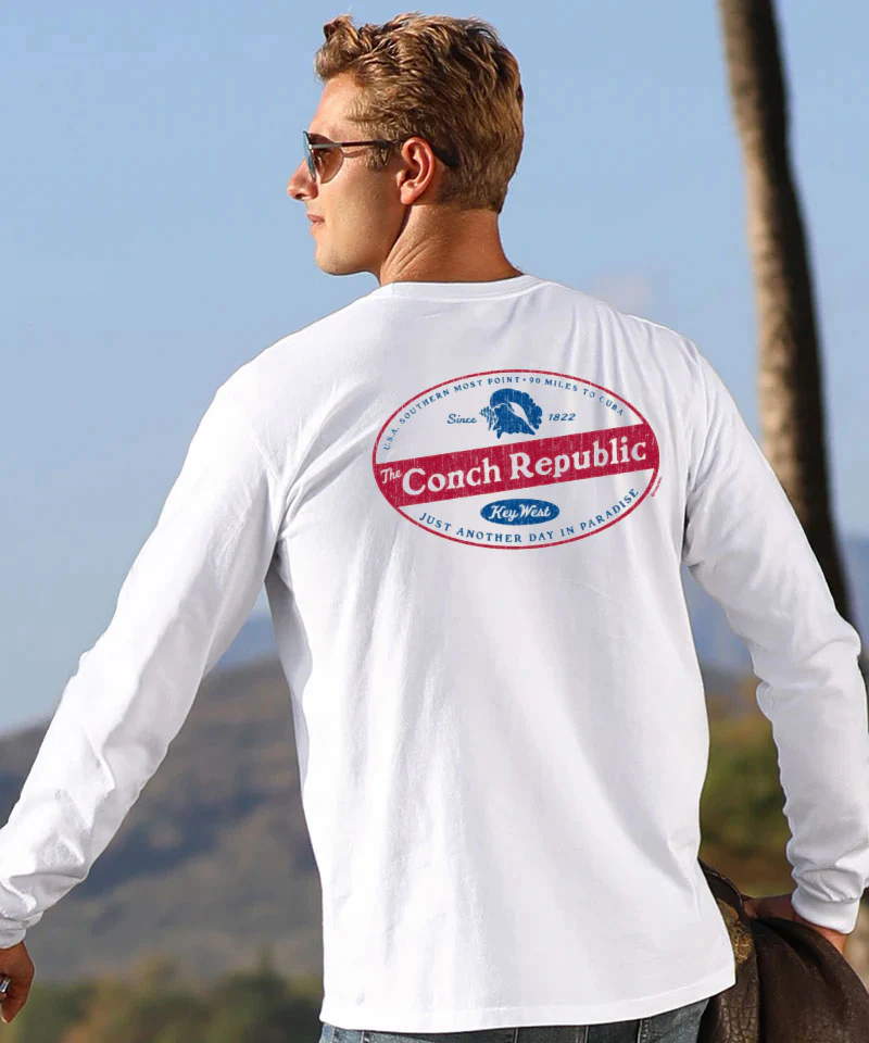 The Conch Republic - White Long Sleeve Crewneck T-Shirt - Image 2