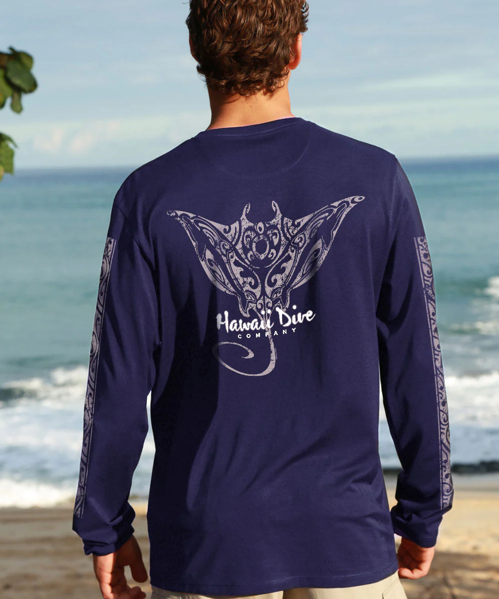 Tribal Dive - Indigo Long Sleeve Pima T-Shirt - Image 2