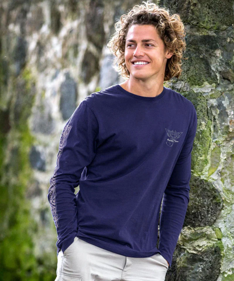 Tribal Dive - Indigo Long Sleeve Pima T-Shirt - Image 3