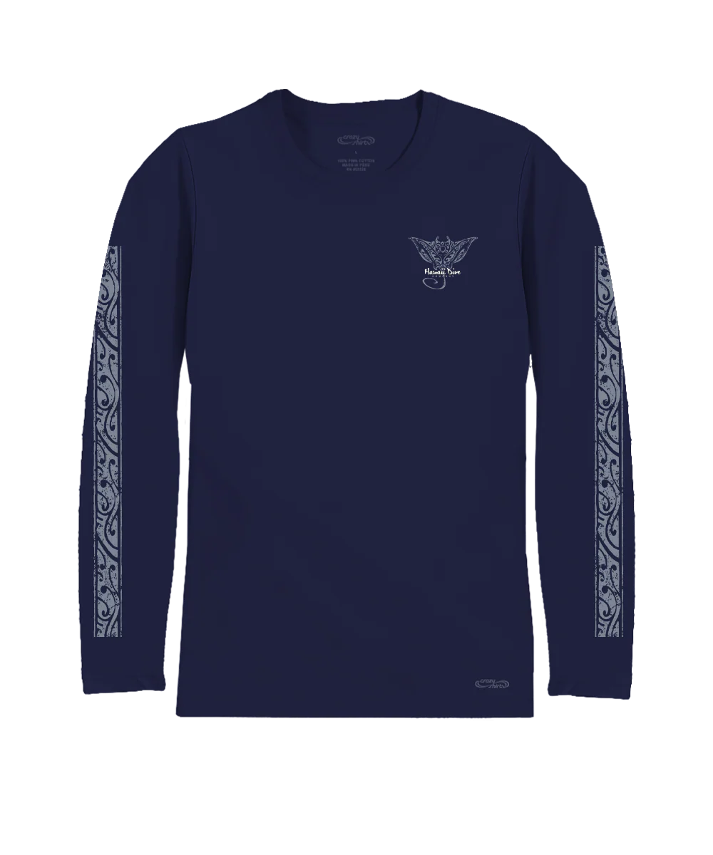 Tribal Dive - Indigo Long Sleeve Pima T-Shirt - Image 4