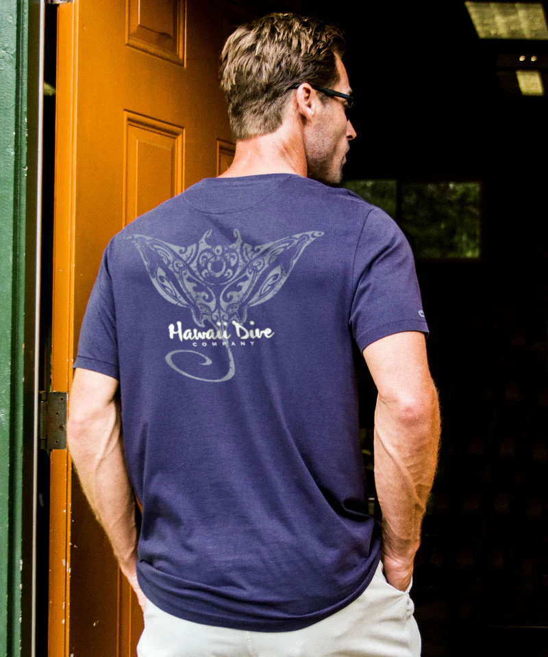 Tribal Dive - Indigo Short Sleeve Pima T-Shirt - Image 2
