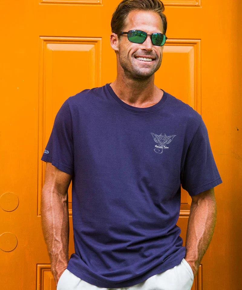 Tribal Dive - Indigo Short Sleeve Pima T-Shirt - Image 3