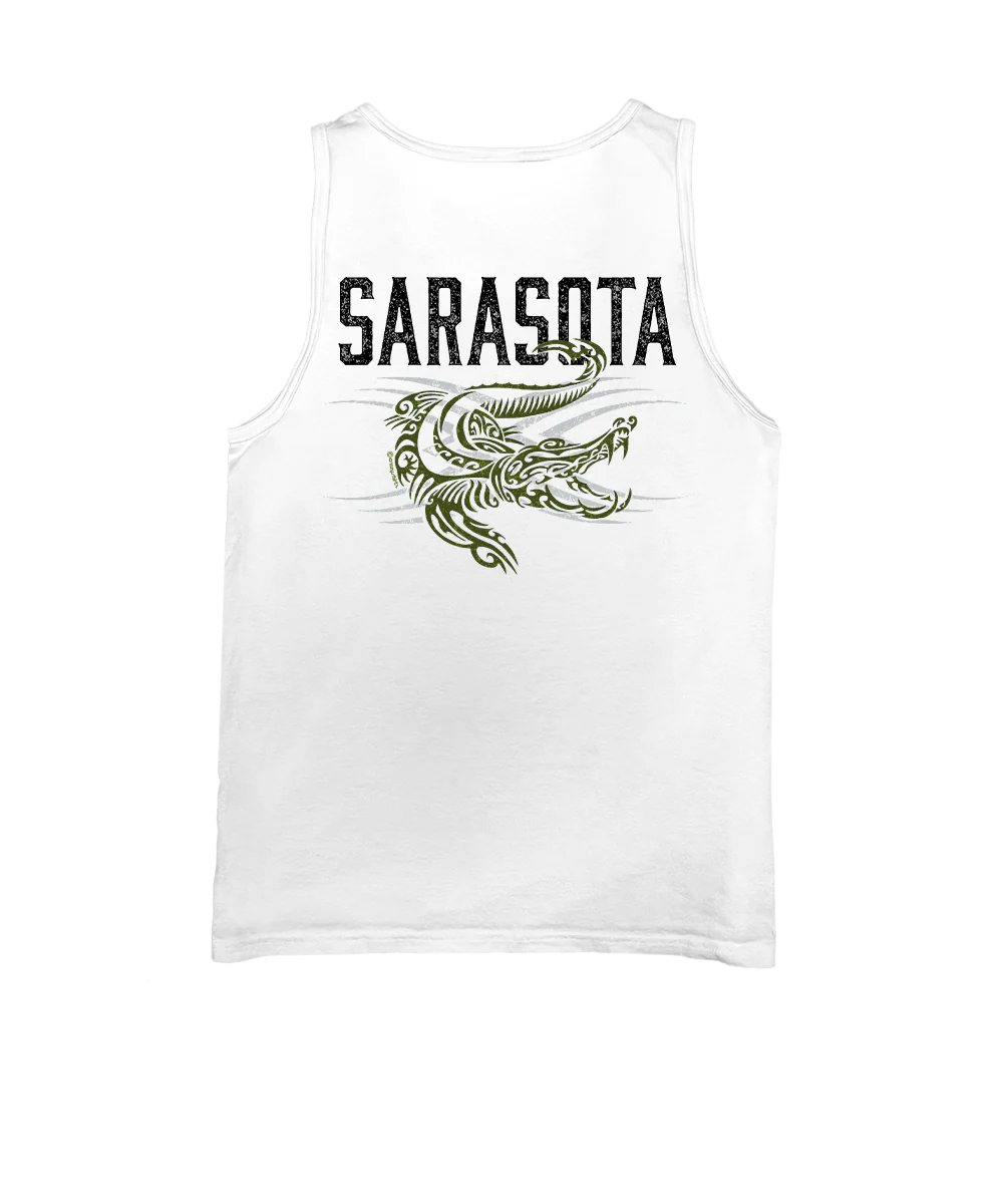 Tribal Gator - White Sleeveless Tank Top