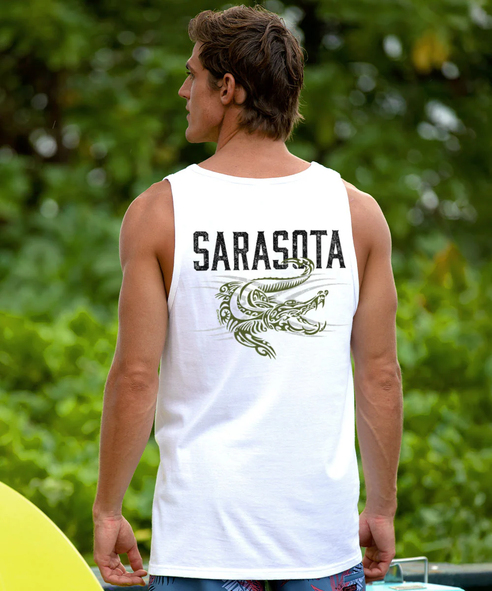 Tribal Gator - White Sleeveless Tank Top - Image 2
