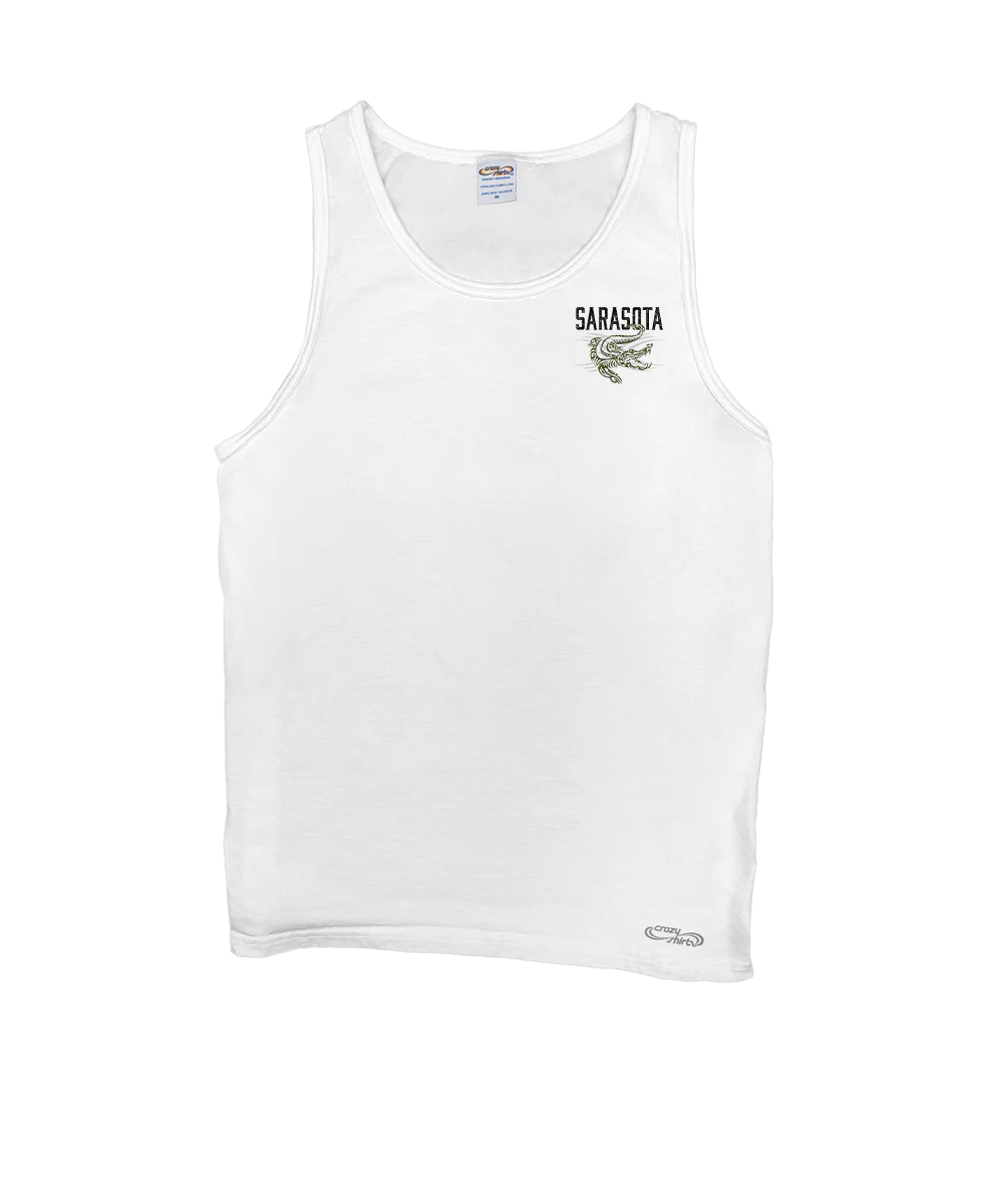 Tribal Gator - White Sleeveless Tank Top - Image 4