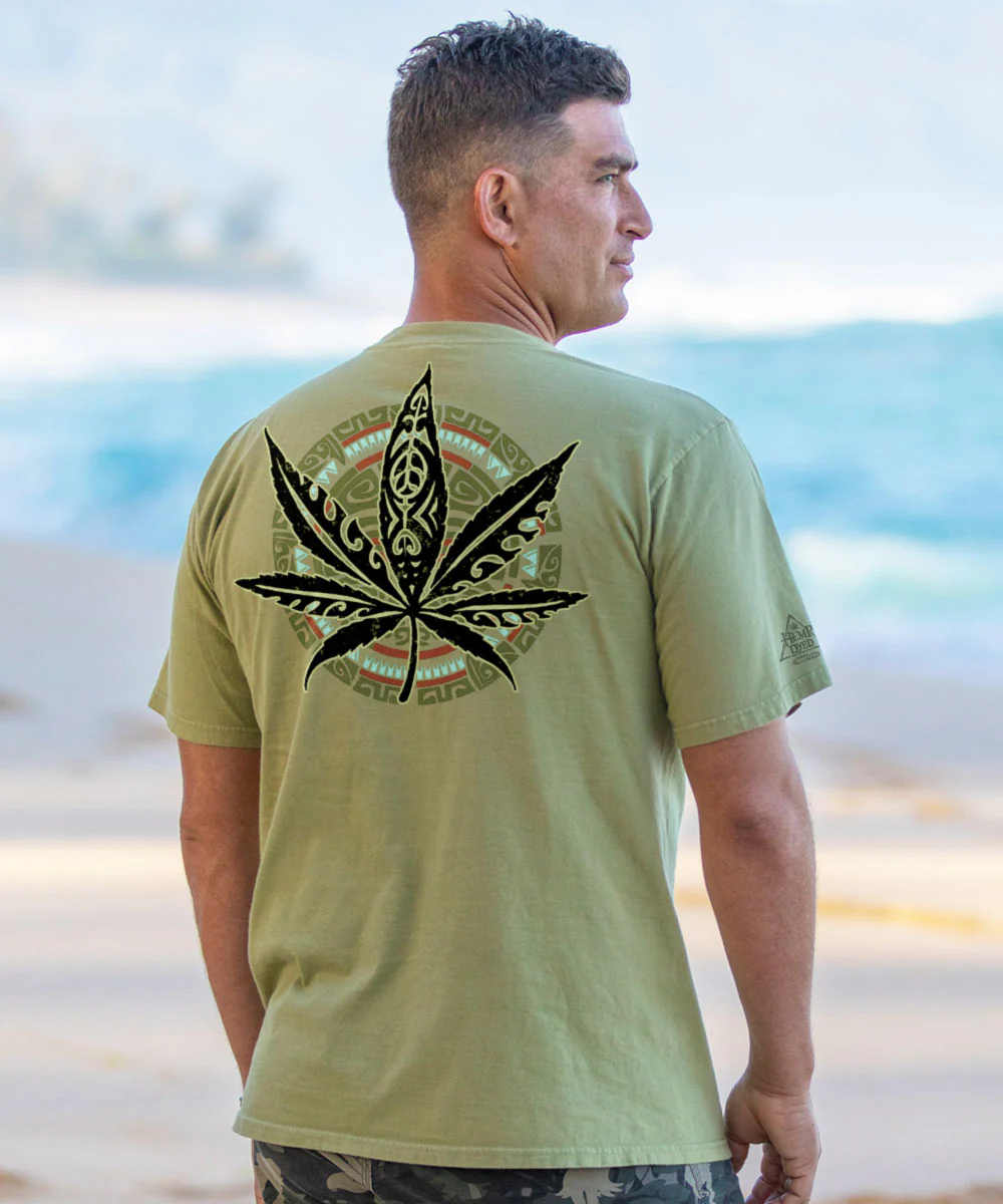 Tribal Hemp Rasta - Hemp Dyed Short Sleeve Crewneck T-Shirt - Image 2