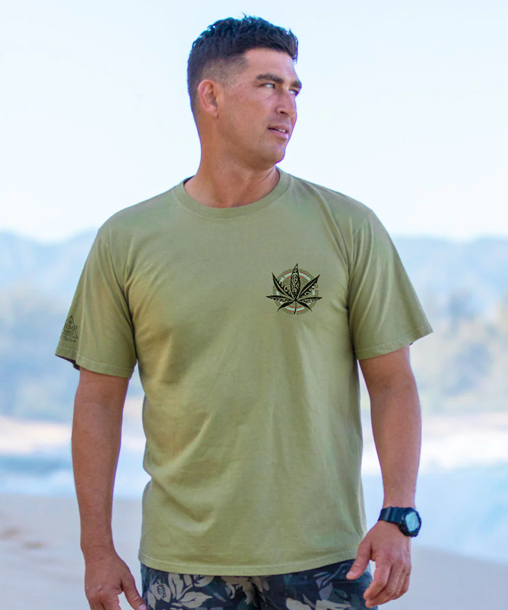 Tribal Hemp Rasta - Hemp Dyed Short Sleeve Crewneck T-Shirt - Image 3