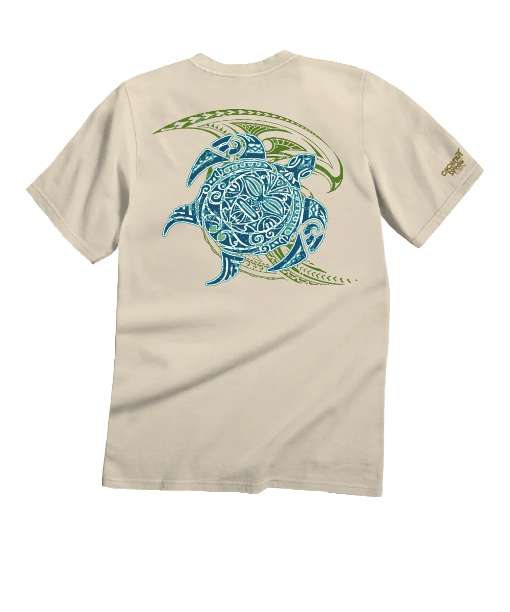 Tribal Honu Nalu - Coconut Dyed Short Sleeve Crewneck T-Shirt