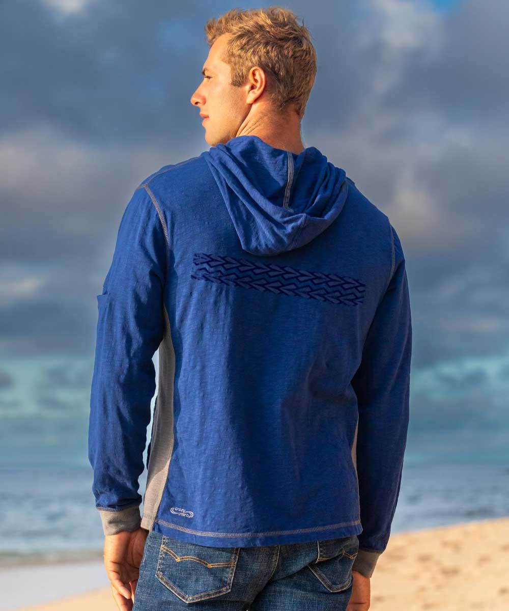 Tribal Hook Band - Midnight/Gray Long Sleeve Longboard Hooded Tee - Image 3