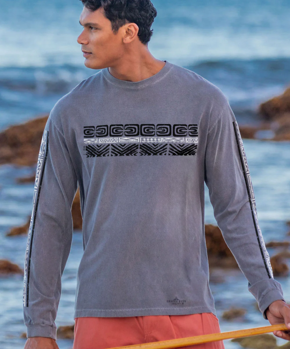 Tribal Ikaika Band - Crater Dyed® Long Sleeve Crewneck T-Shirt - Image 2