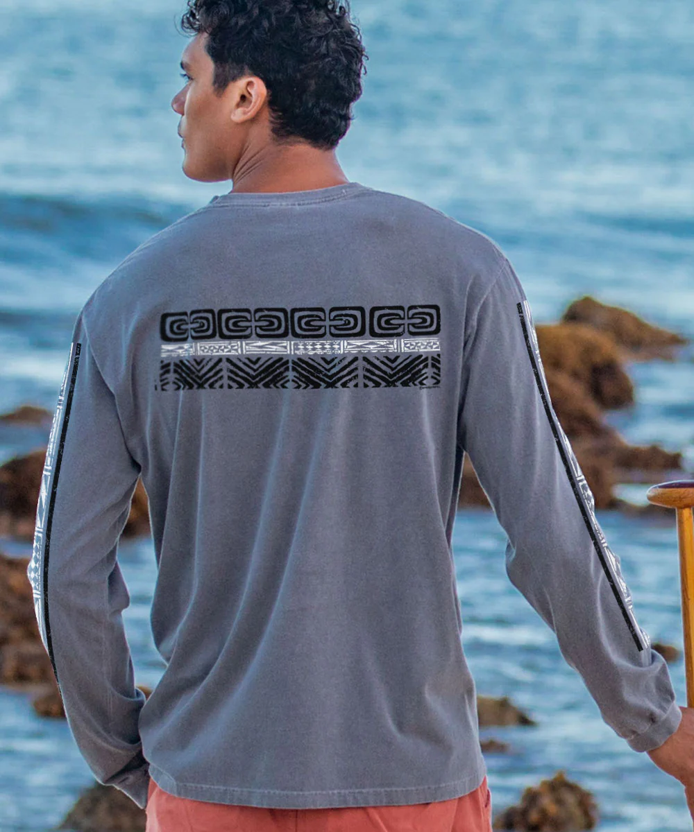 Tribal Ikaika Band - Crater Dyed® Long Sleeve Crewneck T-Shirt - Image 3