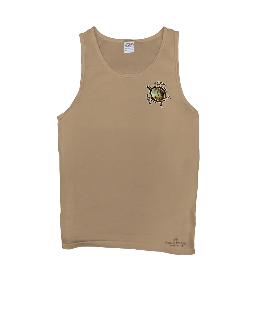 Tribal Island Honu - Kona Coffee Dyed Sleeveless Tank Top - Image 4