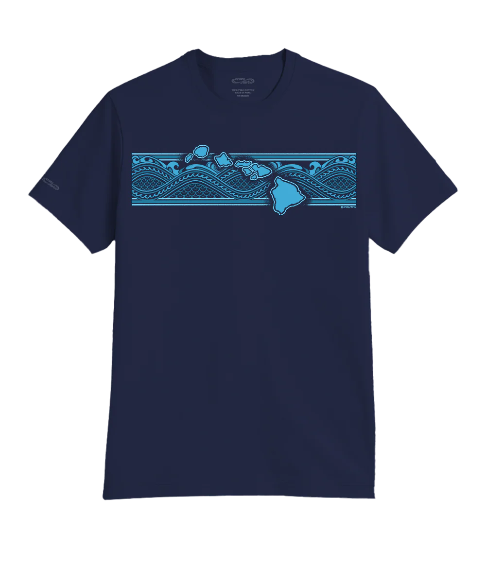 Tribal Islands Band - Indigo Short Sleeve Pima T-Shirt