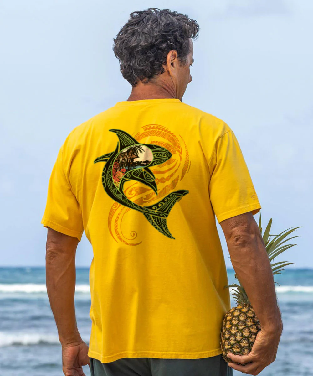 Tribal Mano Scenic - Pineapple Dyed Short Sleeve Crewneck T-Shirt - Image 2