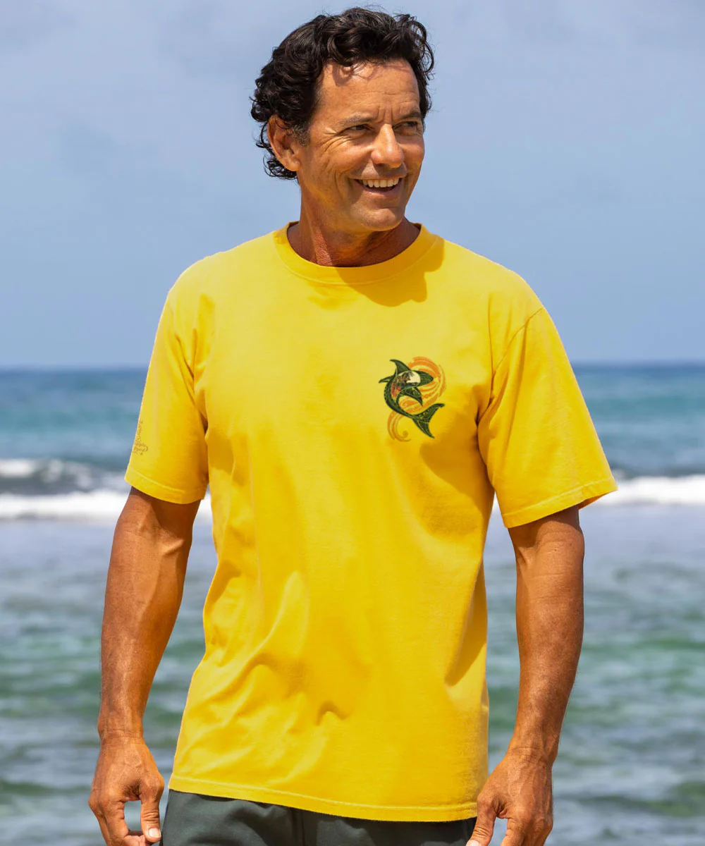 Tribal Mano Scenic - Pineapple Dyed Short Sleeve Crewneck T-Shirt - Image 3